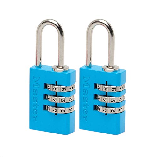 Master Lock 7620Eurtcol Confezione Da 2 Lucchetto Con Combinazione In Alluminio, Multicolore(Casuale), 2 X 5.5 X 0.9 Cm
