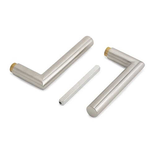 Emuca - Maniglie Per Serrature Di Porte Da Interno In Vetro, Modello L-R, Acciaio Inox