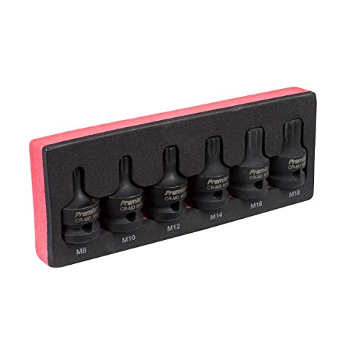 Sealey Ak5608 Impact Spline Socket Bit Set 6Pc 1/2"Sq Drive