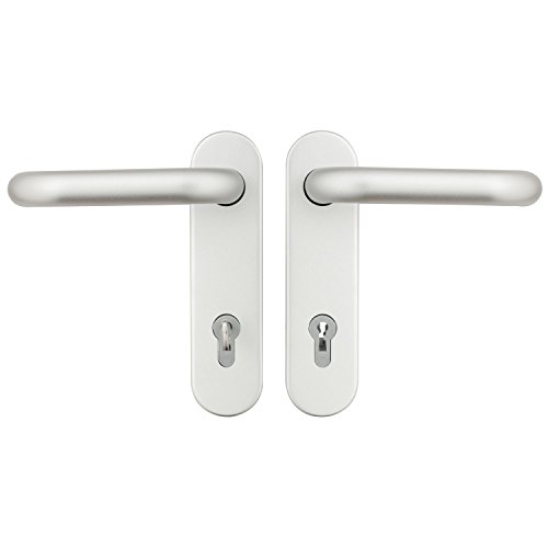 Domoferm 601040000 Maniglia Su Breve Schild Inklusiv Bb Di Impiego E 1 Chiavi, Distanza Pz 88 Mm, Alluminio, Argento