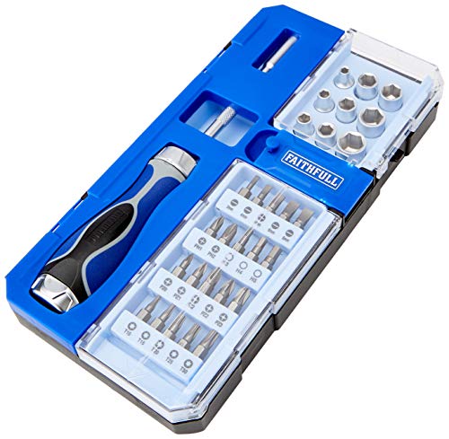 Faithfull Sdset33R - Set Di Cacciaviti E Bussole A Cricchetto, 33 Pezzi