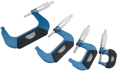 Draper, Set Di Micrometri Per Esterni, 0-100 Mm, 4 Pezzi - 46607