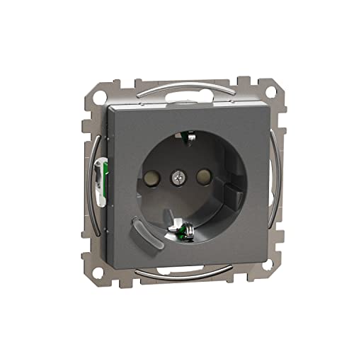 Schneider Electric Merten Meg2380-0414 Presa Schuko 16A Tpm Antracite System M, Presa Intelligente, Compatibile Con Amazon Alexa E Google Home, Presa 