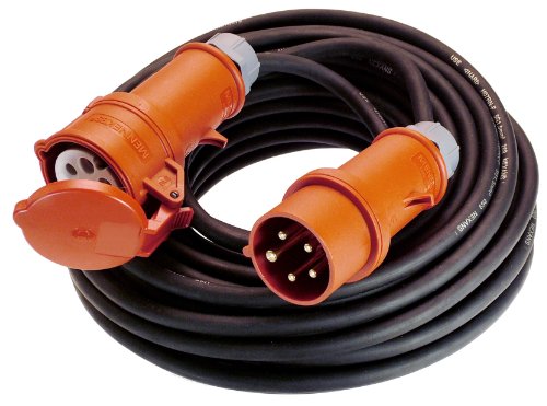 As - Schwabe 60519 - Cavo Di Prolunga Per Ambienti Di Lavoro E Cantieri Cee, 400 V/32 A, 25 M, H07Rn-F 5G6, Ip44, Invertitore Di Fase Nella Spina, Col