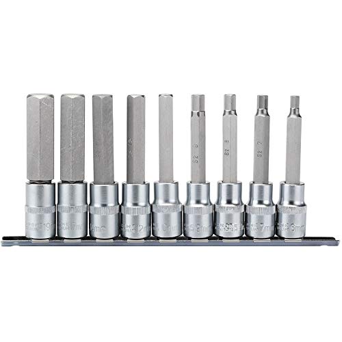 Draper H-Hex/9/100 Chiavi Metriche A Bussola Lunga Esagonale Set Di Punte, Blu, 100 Mm 1/5,1 Cm, Set Da 9 Pezzi