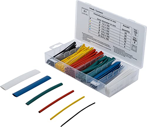 Bgs 8123 | Assortimento Di Tubi Termoretraibili | 100 Pezzi | Colorato | Rapporto 2:1 | 6 Misure | Con Scatola Di Assortimento