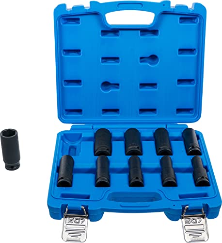 Juego De Llaves De Vaso De Impacto Hexagonal, Largas | Entrada 12,5 Mm (1/2") | 10-24 Mm | 10 Piezas