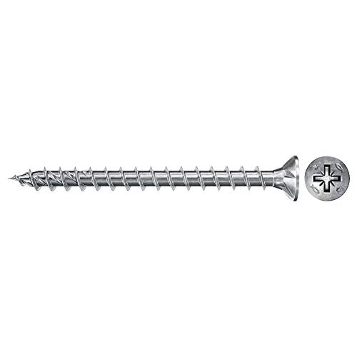 Fischer Fpf Power-Fast Ii 670187 - Vite A Testa Svasata Completamente Filettata, Zincata Czf, 4 X 20 Mm, Confezione Da 200, Colore: Blu