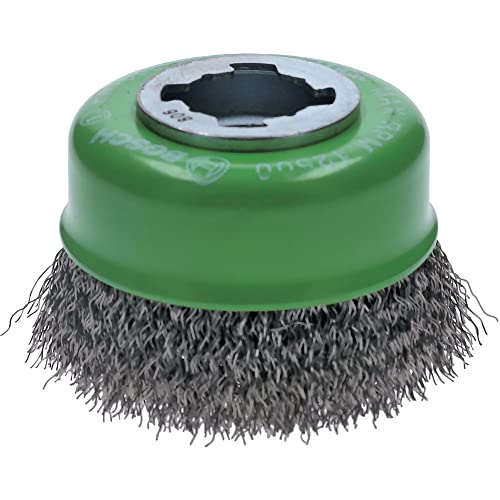Bosch Professional 2608620728 Spazzola A Tazza Ondulato Clean, Per Inox, X-Lock, Ø 75 Mm, Inossidabile, Spessore Filo 0.3 Mm, Per Ø125 Mm