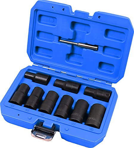 1/2" Juego De Llaves De Vaso Con Ranura Helicoidal 10 Pzs, 10-19Mm