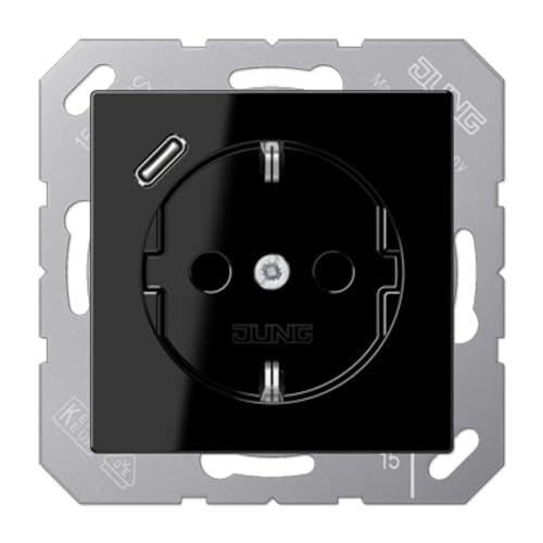 Schuko® - Presa Usb C A, Colore Nero (Riferimento: Jung A1520-18Csw)