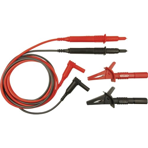 Kit Puntali Di Sicurezza [ Spina 4 Mm - Sonda] 1.50 M Rosso Nero Cliff Cih29890