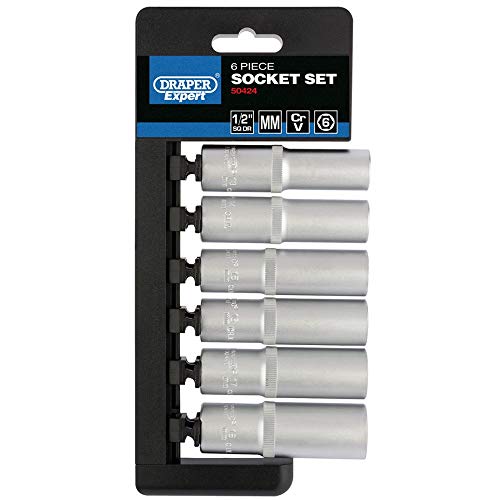 Draper H6 M/6Pt/E 1/5,1 Cm Centimetri. Dr. Metric Deep Socket Set (6 Pezzi), Blu