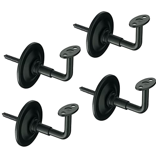 Confezione Da 4 Supporti Per Corrimano | Ringhiera Per Scale Resistente E Durevole | Montaggio A Parete | Acciaio | Colore: Nero Opaco | Include: Viti