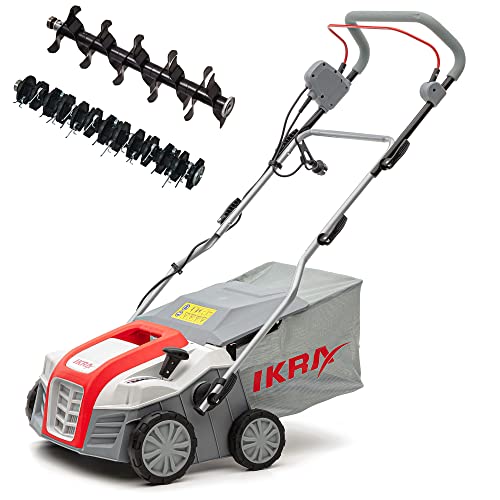 Ikra 80201020 Scarificatore Arieggiatore Elettrico Ievl 1840, Cesto Di Raccolta 55L, Larghezza 40Cm, Profondità Di Lavoro Regolabile, 1800 W, 230 V, G