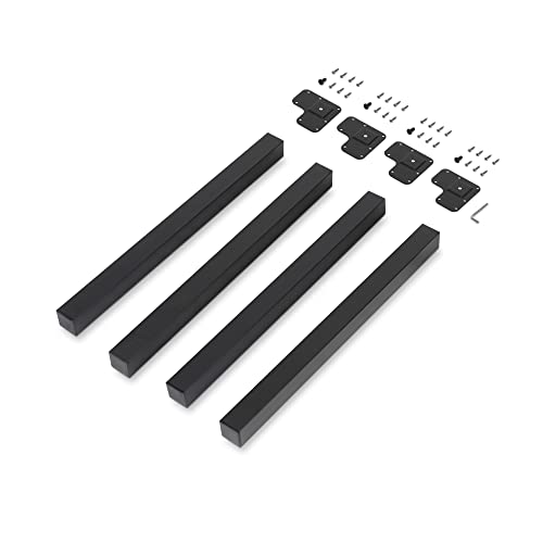 Emuca - Gambe Per Tavolo Quadrate, 50X50, H710Mm, Verniciato Nero, Acciaio