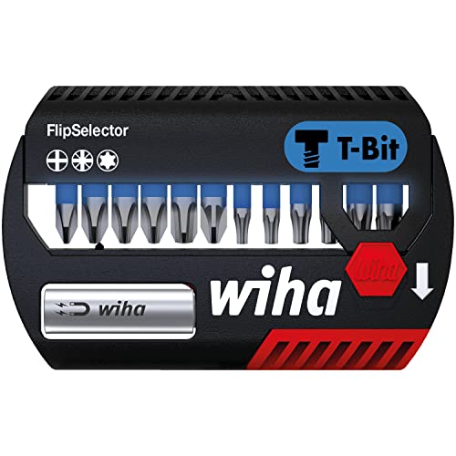 Wiha Juego De Bits Flipselector, Bits En T De 25 Mm Phillips, Pozidriv, Torx®, De 14 Unid. De 1/4" C6,3 (41824)