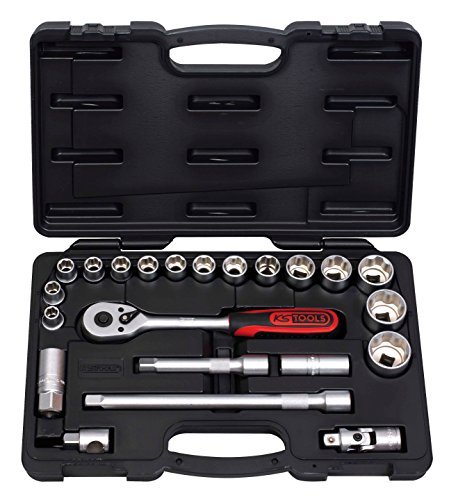Ks Tools 911.0622 - Valigetta Con Chiavi A Bussola F6 1/2", Da 10 A 32 Mm, Cromo Satinato, 22 Pz