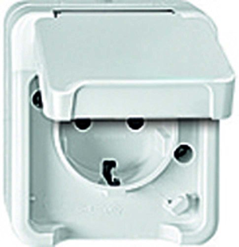 Merten, Presa Schuko Ad Elevata Protezione Anti-Contatto, Aquastar, Bianco, Meg2300-8019