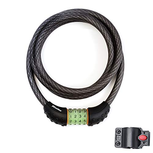 Master Lock 8190Eurdpro Lucchetto, Combinazione Fosforescente, Staffa Di Fissaggio, Per Proteggere Bicicletta, Skateboard, Passeggino, Falciatore, Att