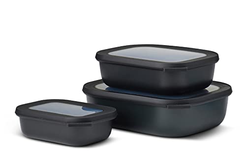 Mepal - Set Da 3 Contenitori Cirqula Rettangolare - Contenitori Per Alimenti Con Coperchio - Adatti Come Contenitori Ermetici Per Frigo, Congelatore,