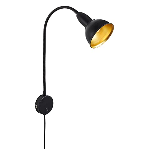 Briloner - Lampade Da Letto, Lampada Da Parete, Lampada Da Lettura, Con Braccio Flessibile, Interruttore On/Off, 1 X E14, Max. 25 Watt, Metallo, Nero