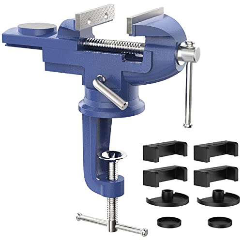 Housolution Morsa Da Tavolo Morsa In Acciaio Fuso Da 3 Pollici Con Base Girevole 360 °, Morsetto, Morsa Aprtura Di 77,5 Mm Ultra Resitente, Accessori