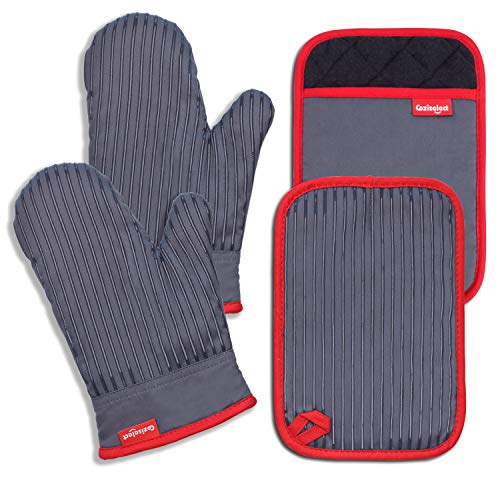 Coziselect Guanti Da Forno, Guanti Da Cucina Resistenti Al Calore E Set Di Presine Da Cucina, Design Antiscivolo In Silicone, Adatti Per Cottura, Cott