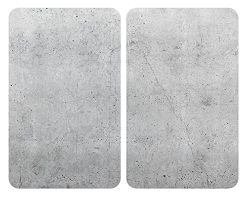 Wenko Copertura Per Fornello Universale Cemento, Set 2 Pezzi In Vetro Temperato, Utilizzabile Anche Come Tagliere, Resistente A Graffi E Urti, 30 X 52
