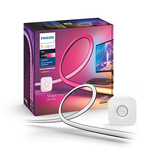 Philips Hue Play, Lightstrip Gradiend Per Pc, 24-27", Hue Bridge Incluso, 18W