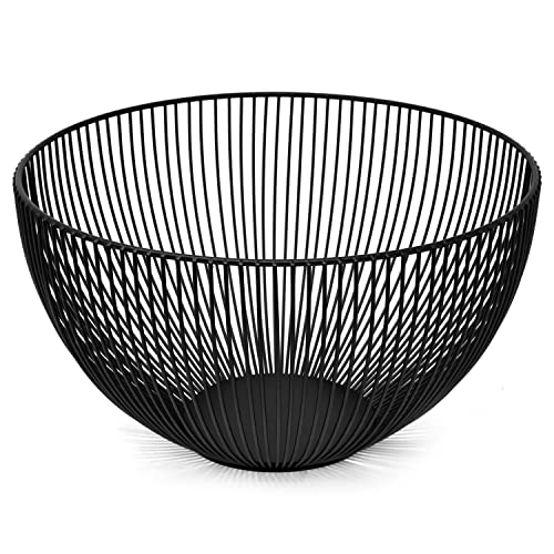 Joeji'S Kitchen Portafrutta Da Tavolo In Metallo Portafrutta Moderna Nera Per Cucina Antiscivolo Antigraffio Rete Da 25 Cm Portafrutta Trattiene E Man