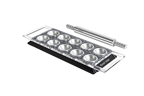 Marcato Stampo Per Ravioli, Macchina Per Ravioli, Forme Per Ravioli Fatti In Casa, Taglio Quadrato Da 50 Mm, Mattarello In Alluminio Incluso, Made In