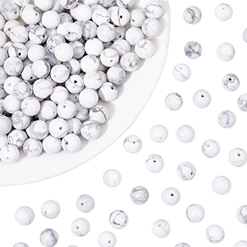 Nbeads 180Pz 8Mm Perle Di Howlite Naturale, Artigianato Perline Rotonde Per La Creazione Di Gioielli Fai Da Te, Foro: 1 Mm
