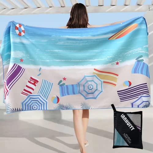 Lanhuiyy Telo Da Mare E Piscina In Microfibra-Grande- Antisabbia, Ultra Morbido, Donna, Ad Asciugatura Rapida, 160X80Cm