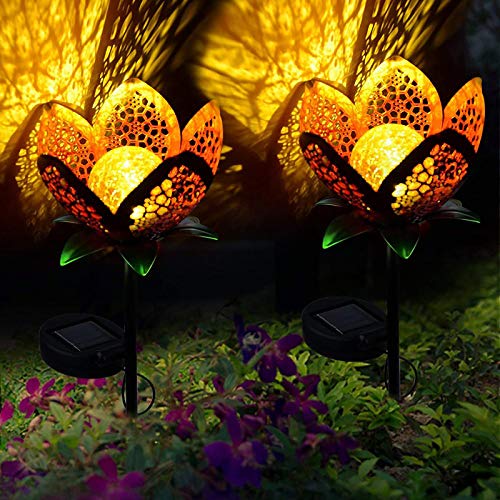 Lampade Solari Da Esterni, 2 Pezzi Luci Solari, Lampade Solari Da Giardino Design Grazioso Fiore Per Piscina, Cortile, Vialetto, Patio, Alberi E Ip65 