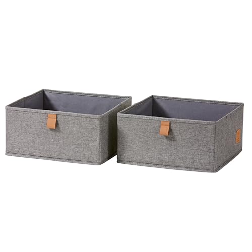 Love It Store It - Set Di 2 Organizer Per Cassetti Pieghevoli In Lino Con Rinforzi In Cartone, Grigio Screziato, 30X30X15Cm Per Armadio E Guardaroba