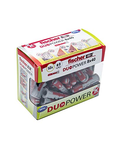 Fischer Taco Duopower 8X40 Diy 50Uds. 536387, Grigio+Rosso