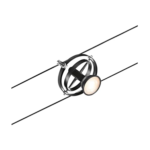 Paulmann Corduo, Punto Luce Per Sistema Di Cavi Per Faretti, 94441, Cardan, Massima Cc 10 Watt, Cavi Estensibili, Nero Opaco, In Plastica, Gu 5,3, Sen