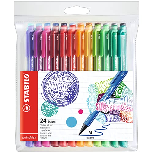 Fineliner Premium - Stabilo Pointmax - Astuccio Da 24 - Colori Assortiti