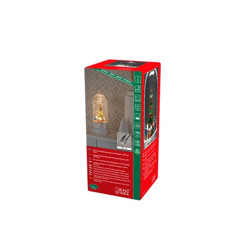 Konstsmide Decorazione Natalizia A Led, Palla Di Neve, Albero E Funzione Rotante, Scena Del Mercato, Riempita D'Acqua, Con Timer Di 5 Ore, Funzionamen