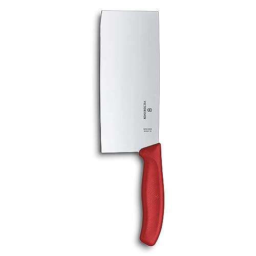 Victorinox Swiss Classic, Coltello Da Chef Dalla Forma Cinese, 18 Cm, Rosso, In Confezione Regalo