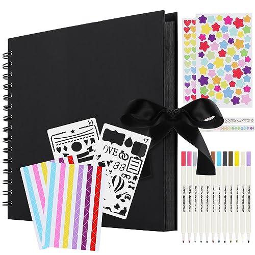 Album Fotografico Personalizzabile - Album Scrapbooking Kit Fai Da Te 80 Pagine Con 12 Penne Metalliche, Album Foto Regalo Per Bambina, Matrimonio, La