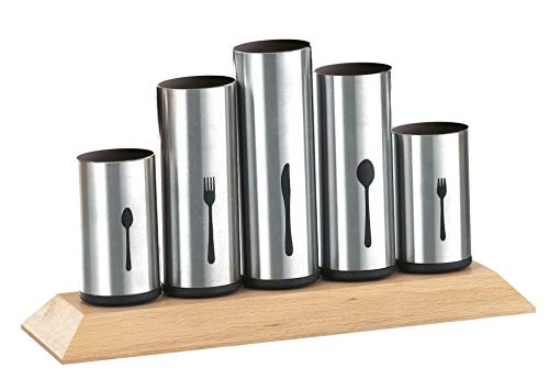 Esmeyer Pipes - Portaposate Pipes Con 5 Supporti Non Regolabili In Acciaio Inox, Per Rispettivamente 12 Coltelli, Forchette, Cucchiai, Cucchiaini E Fo