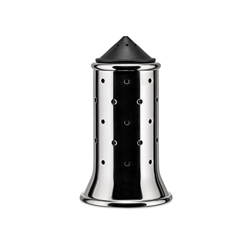 Alessi Mgsal B Spargisale In Acciaio Inossidabile 18/10 Lucido Con Tappo E Coperchietto In Pa, Nero, 6.32 X 6.32 X 11.3 Cm; 213.19 Grammi