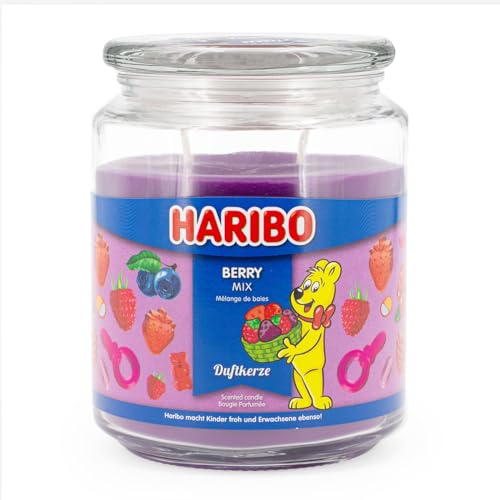 Candela Profumata Haribo Berry Mix, Candela In Vetro, Profumo Di Frutti Di Bosco Durata Fino A 100 H 510G
