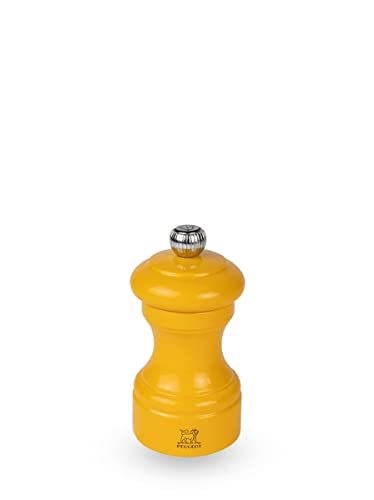 Peugeot - Macinapepe Bistro 10 Cm - Classica Regolazione Della Macinatura - In Legno Con Sigillo Pefc - Laccato Di Zafferano