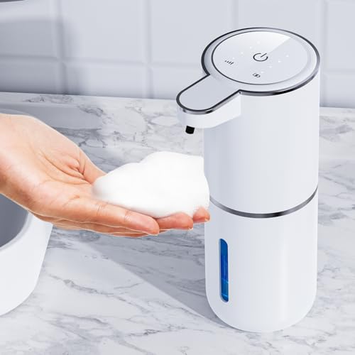 Dispenser Sapone Bagno Automatico,Dispenser Sapone Cucina Elettrico Parete Schiuma,4 Livelli Regolabili Ricaricabile Via Usb Per Cucina Bagno