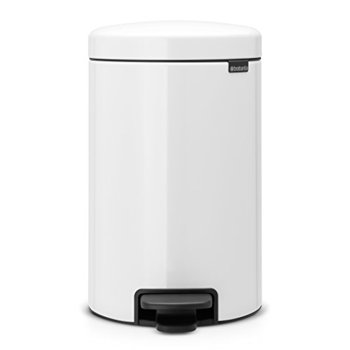 Brabantia Pedal Bin Newicon Pattumiera A Pedale, Secchio Interno In Plastica, Bianco, 12 Lt