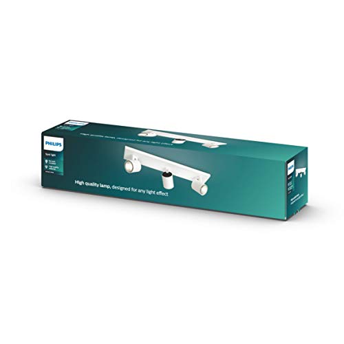 Philips Lighting Runner, Barra 3 Faretti, Metallo, Bianco, Lampadine Non Incluse