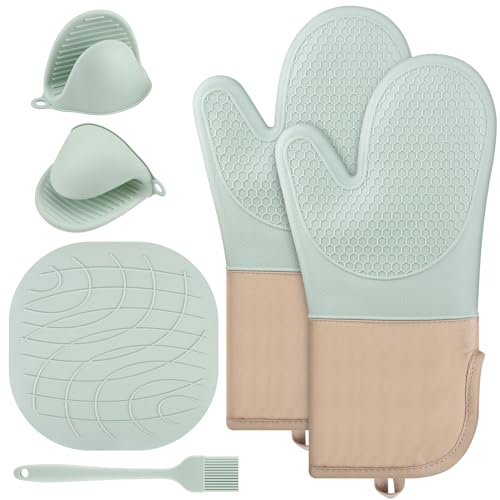 Guanti Da Forno In Silicone,Set Di Guanti Da Cucina, Set Di 6 Guanti Da Cucina Silicone Resistente Al Calore Guanti Da Cucina Adatti Per Cucinare Cuoc